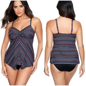 Miraclesuit NWOT Love Knot Tankini Top Size 8 Shimmer Links Underwire Bra Top